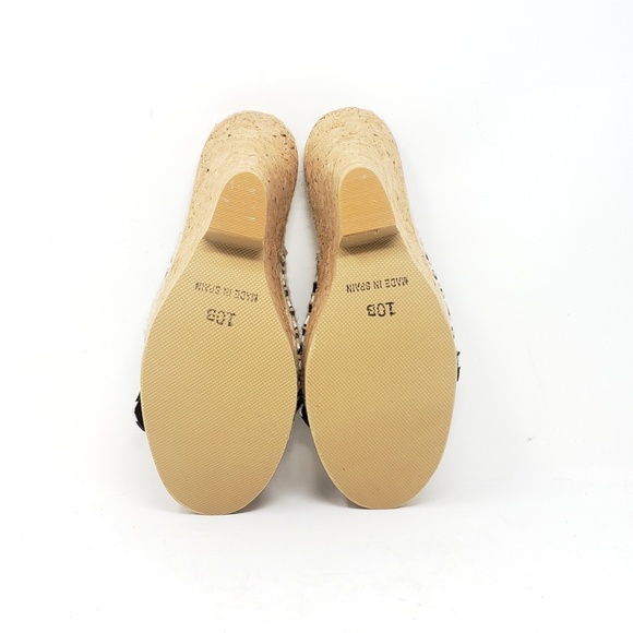 Nine West B/W Striped Wedge Cork Heel Sandals - Picture 7 of 7